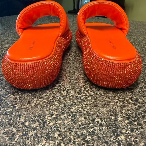 “AZALEA WANG” Rhinestone Platform Puffed Slide Sandals - Picture 8 of 13